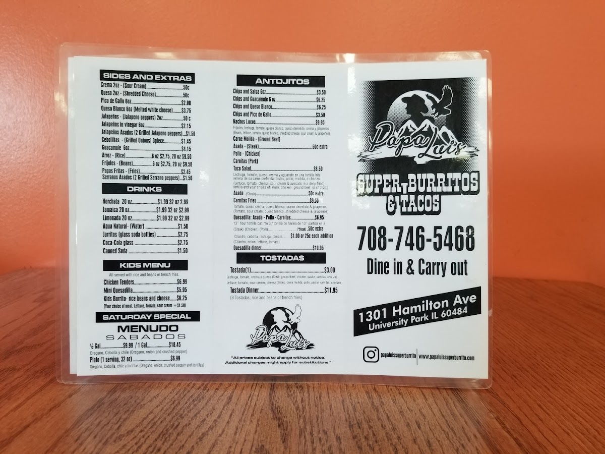 Papa Luis Super Burrito Y Tacos Menu - Image 4