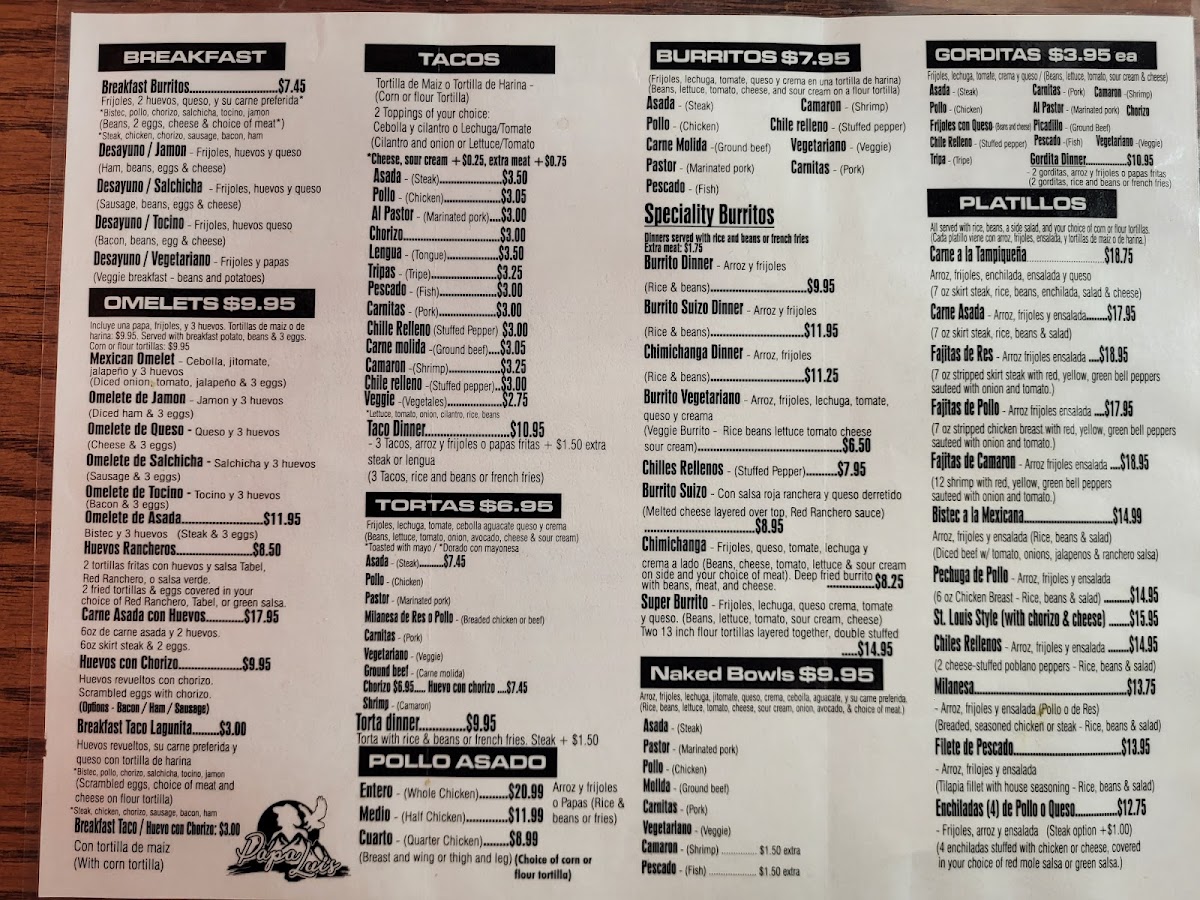 Papa Luis Super Burrito Y Tacos Menu - Image 5