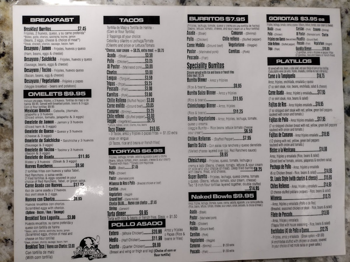 Papa Luis Super Burrito Y Tacos Menu - Image 6